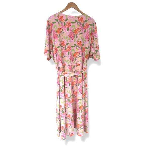 Appleseed's Pink Floral Print Midi Dress with Tie Size 2X 18 20 Summer Plus Size - Picture 4 of 7